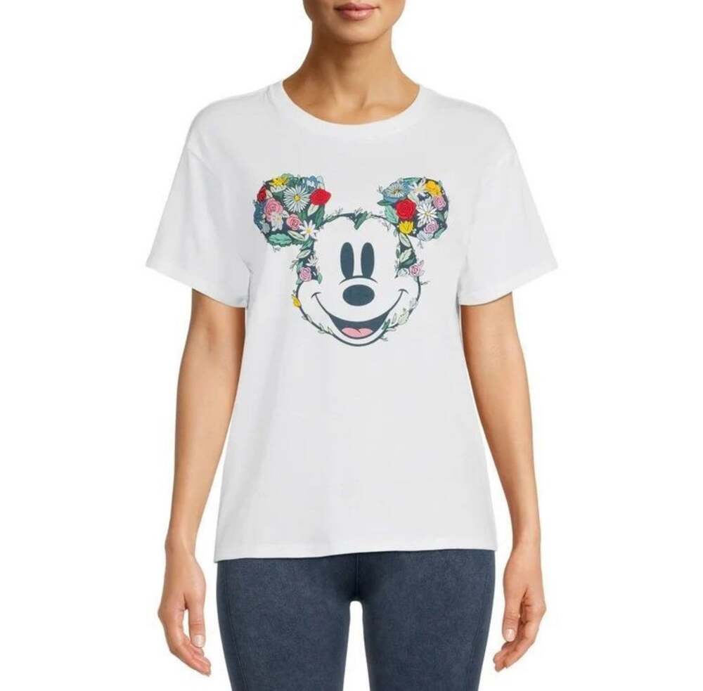 Disney Mickey Mouse Junior Size 3X Embroidery T-shirt Floral Embroidered Ear NEW